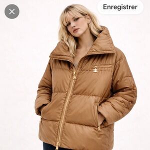 DSQUARED2 Down Puffer Parka Coat Luxury Bronze Tan Gold Oversized IT 40 US S